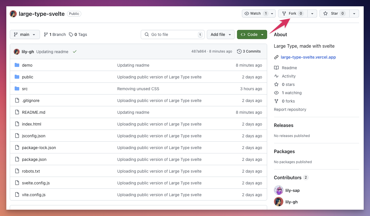 Click on the Fork button to fork the project