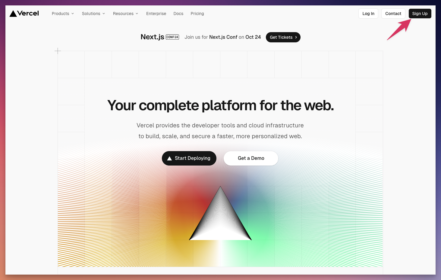 Click on the sign-up button at the top right