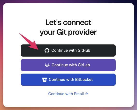 Choose GitHub login