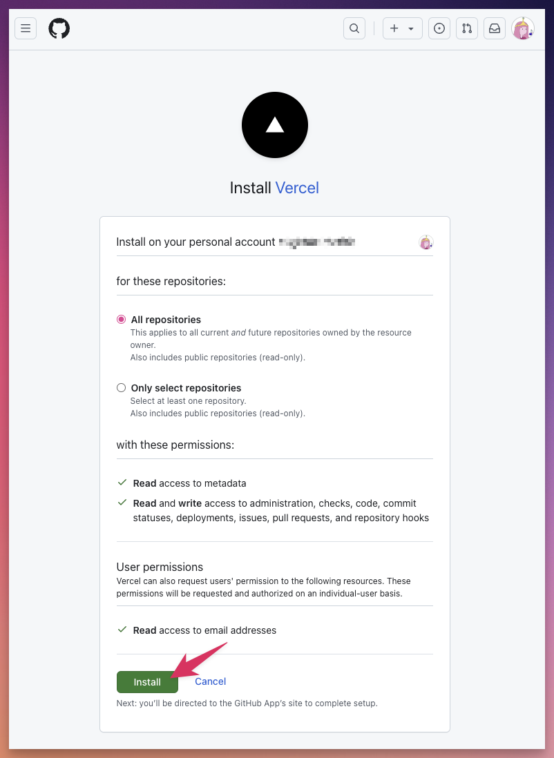 Confirm by clicking on Install button