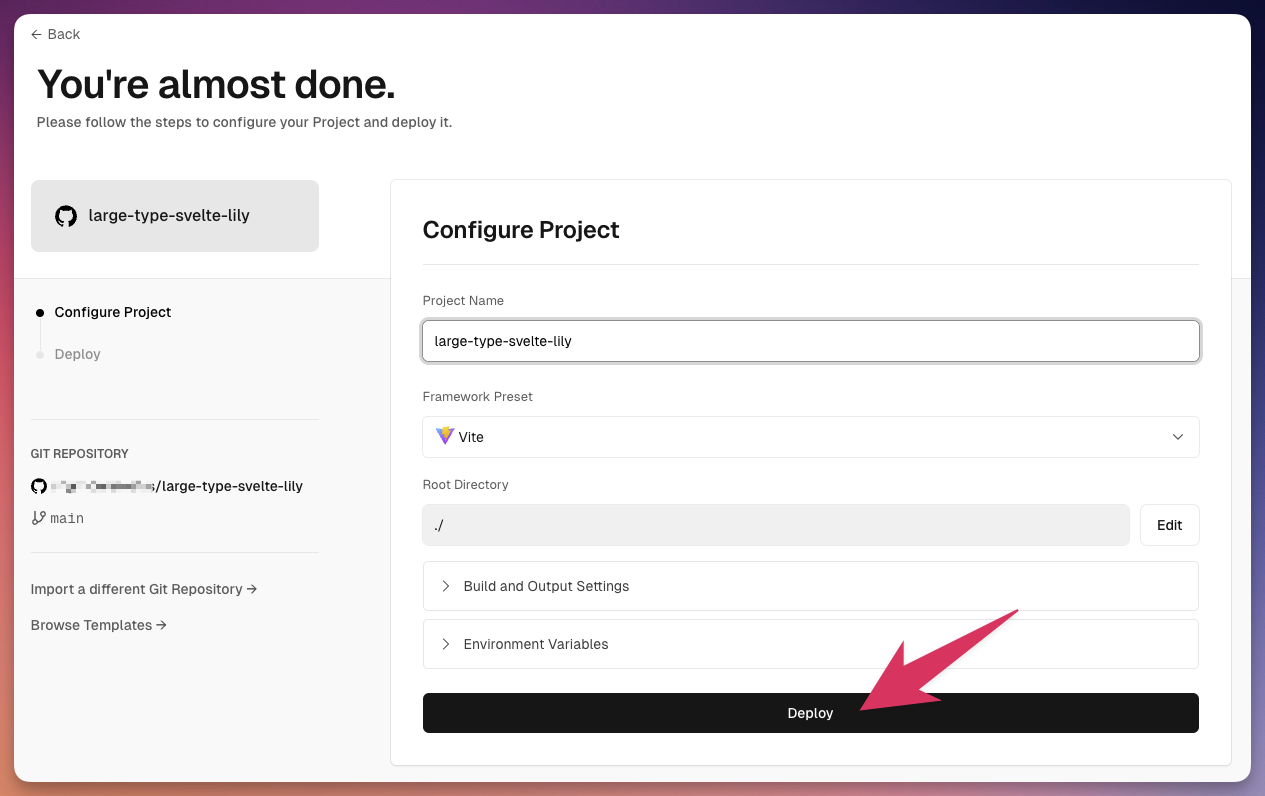 Configure the deployment