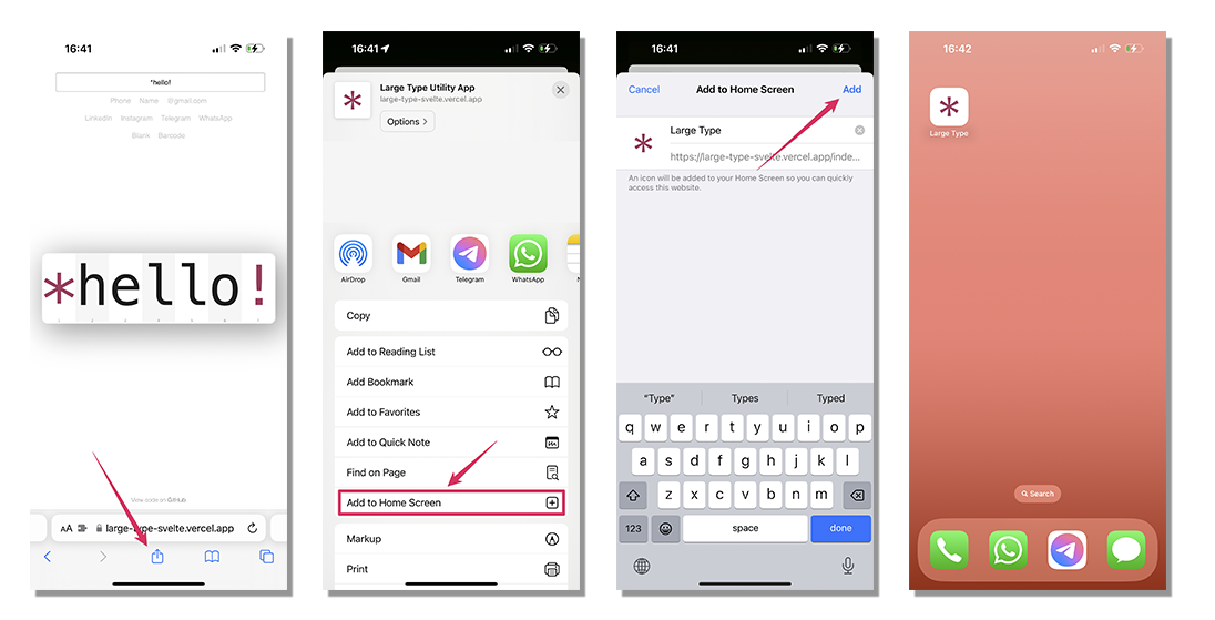 Adding Large Type as an app on your phone's home screen