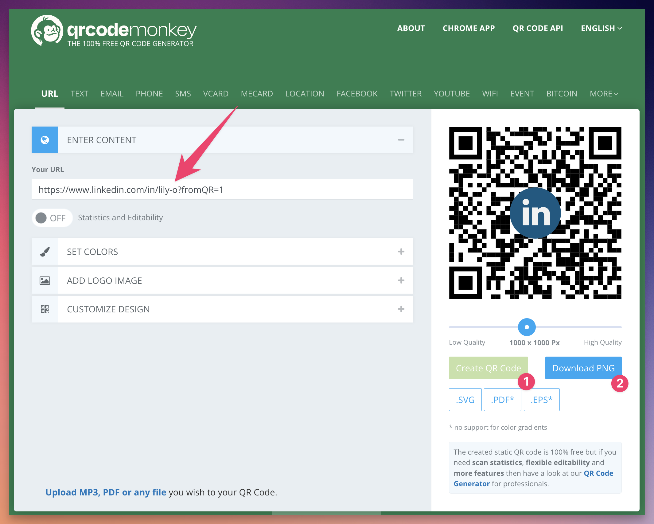 QR Code Monkey interface