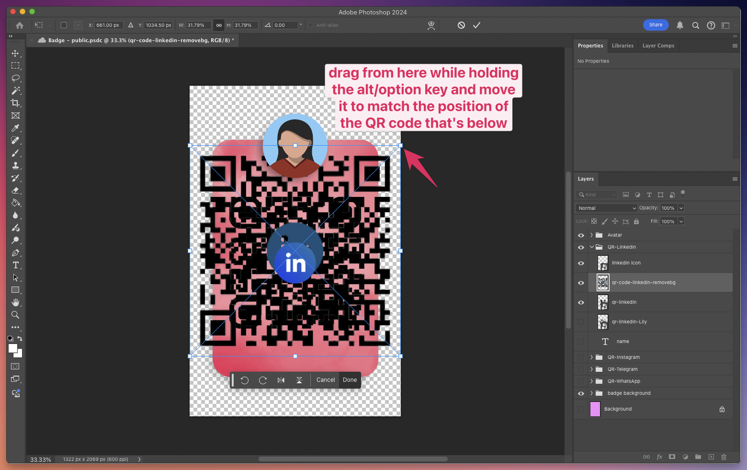 Resizing QR code
