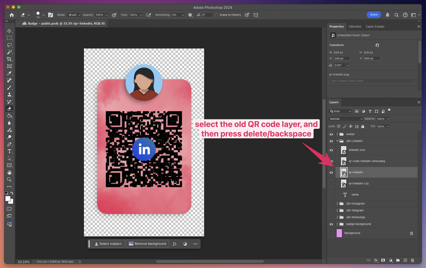 Deleting old QR code layer