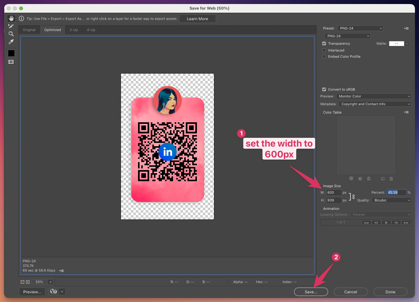 Exporting image